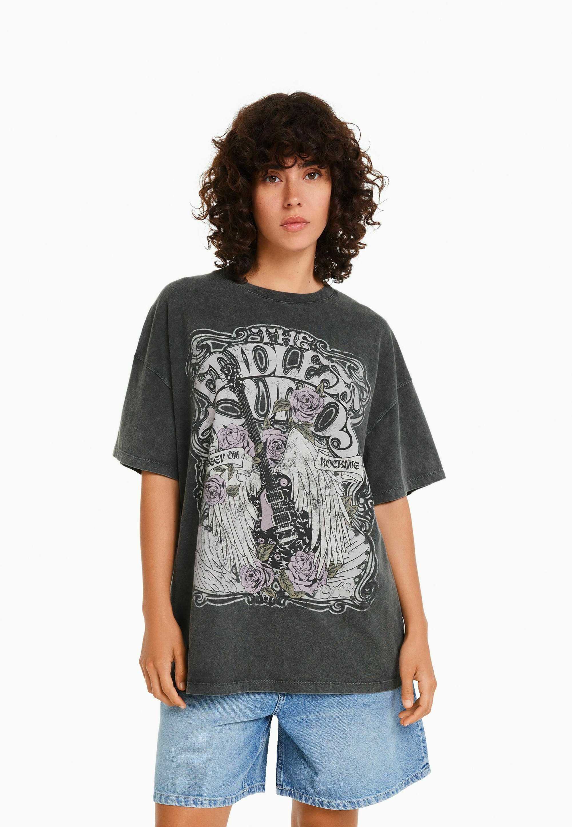 Bershka Short Sleeve - Print T-Shirt - Mottled Light Grey - Zalando.De