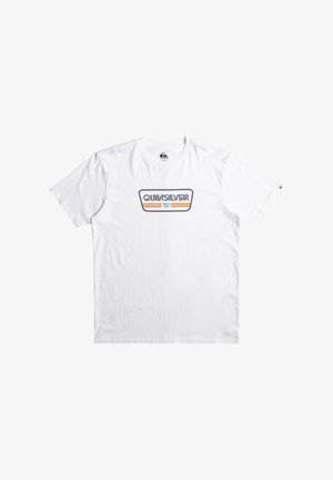 Witte katoenen t-shirt met een ronde hals en korte mouwen, voorzien van een multicolore "Quiksilver"-logo op de voorkant.