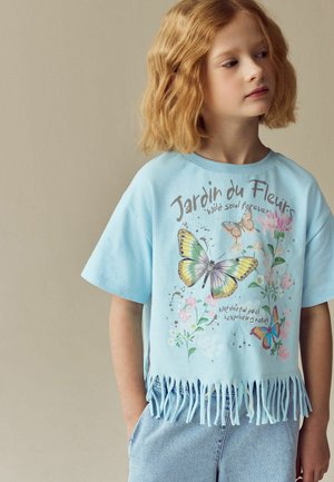 SEQUIN FRINGE - Marškinėliai su spaudiniu - blue
