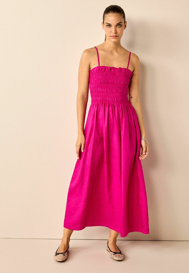 Next LINEN STRAPPY MIDI DRESS Jurk Bright Pink donkerroze Zalando nl next-linen-strappy-midi-dress-jurk-bright-pink-donkerroze-zalando-nl