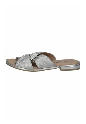 Caprice Mules - silver metal.