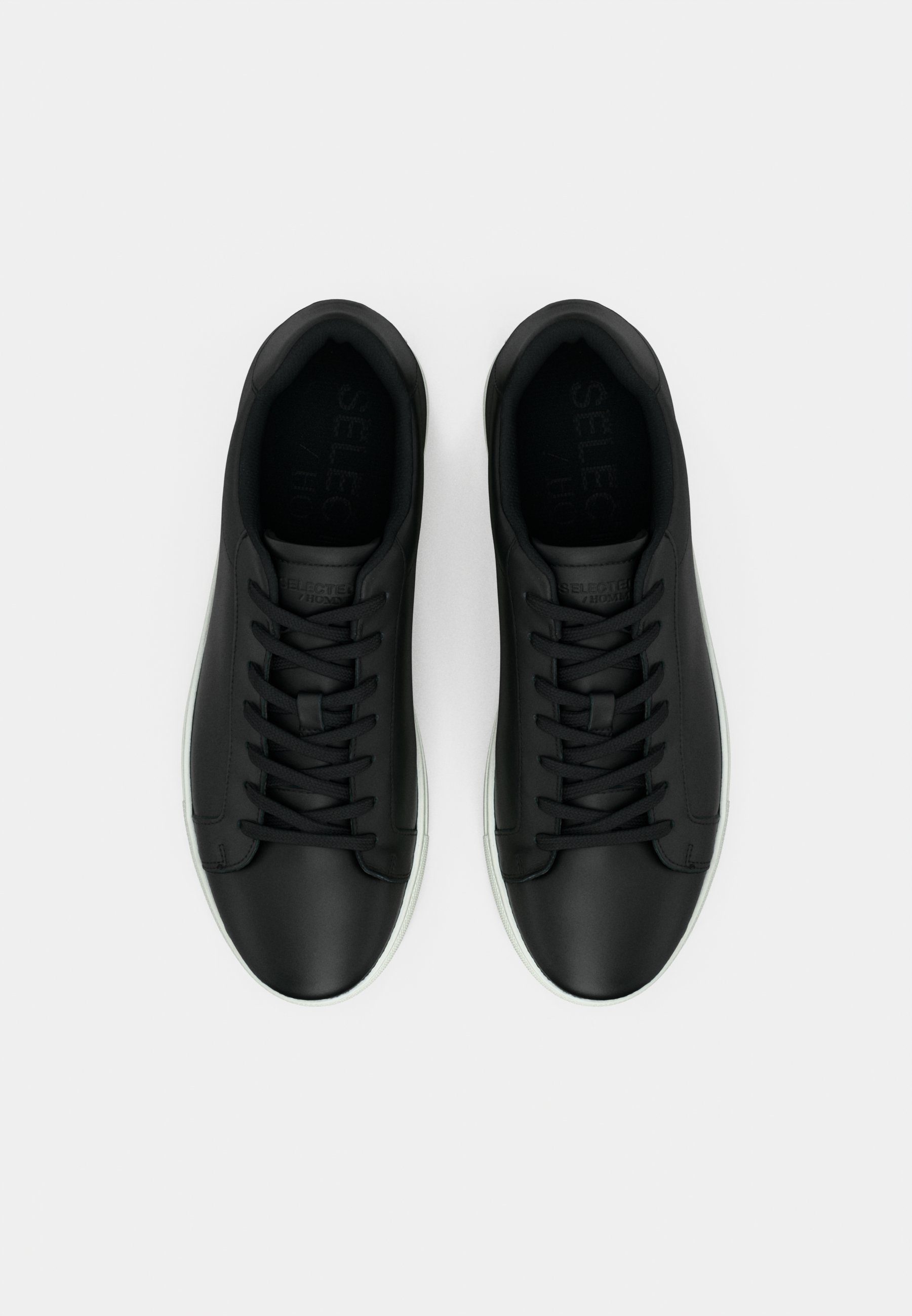 plain black leather trainers