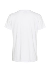 T-shirt en coton blanc avec un col rond, des manches courtes et une coupe droite. La texture semble lisse, sans motifs ni embellissements visibles.