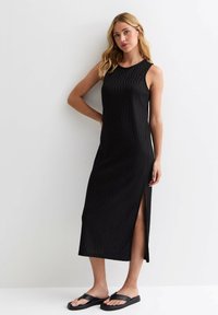 New Look TEXTURED SLEEVELESS SPLIT HEM MIDI  - Vardagsklänning - black
