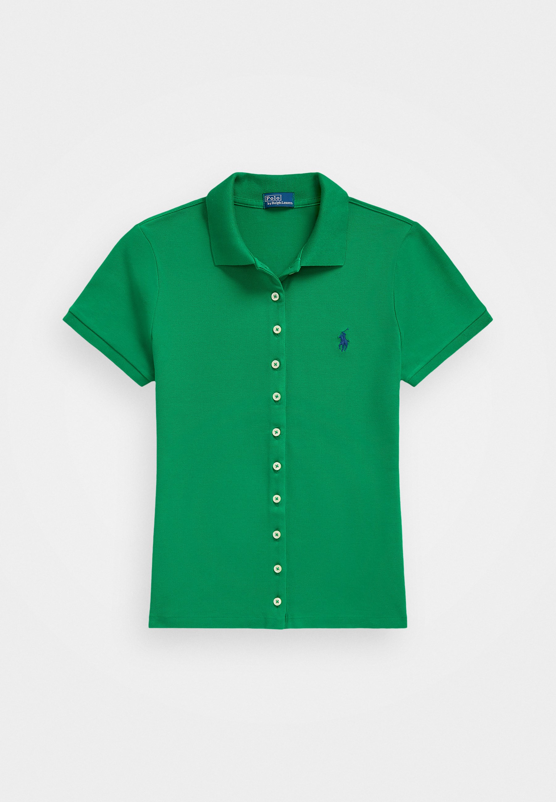 売れ筋商品|||ラルフローレン シャツ レディース トップス BUTTONED PLACKET POLO SHIRT - Button-down blouse - kayak green Buttoned-Placket Long-Sleeve Polo Shirt