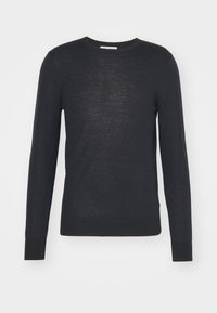 Svart långärmad tröja i lättviktigt tyg, med rund halsringning och ribbade cuffs och nederkant. Enkelt, sömlöst mönster.