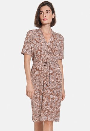 MIT BLUMENMUSTER - Shirt dress - braun ecru weiss druck