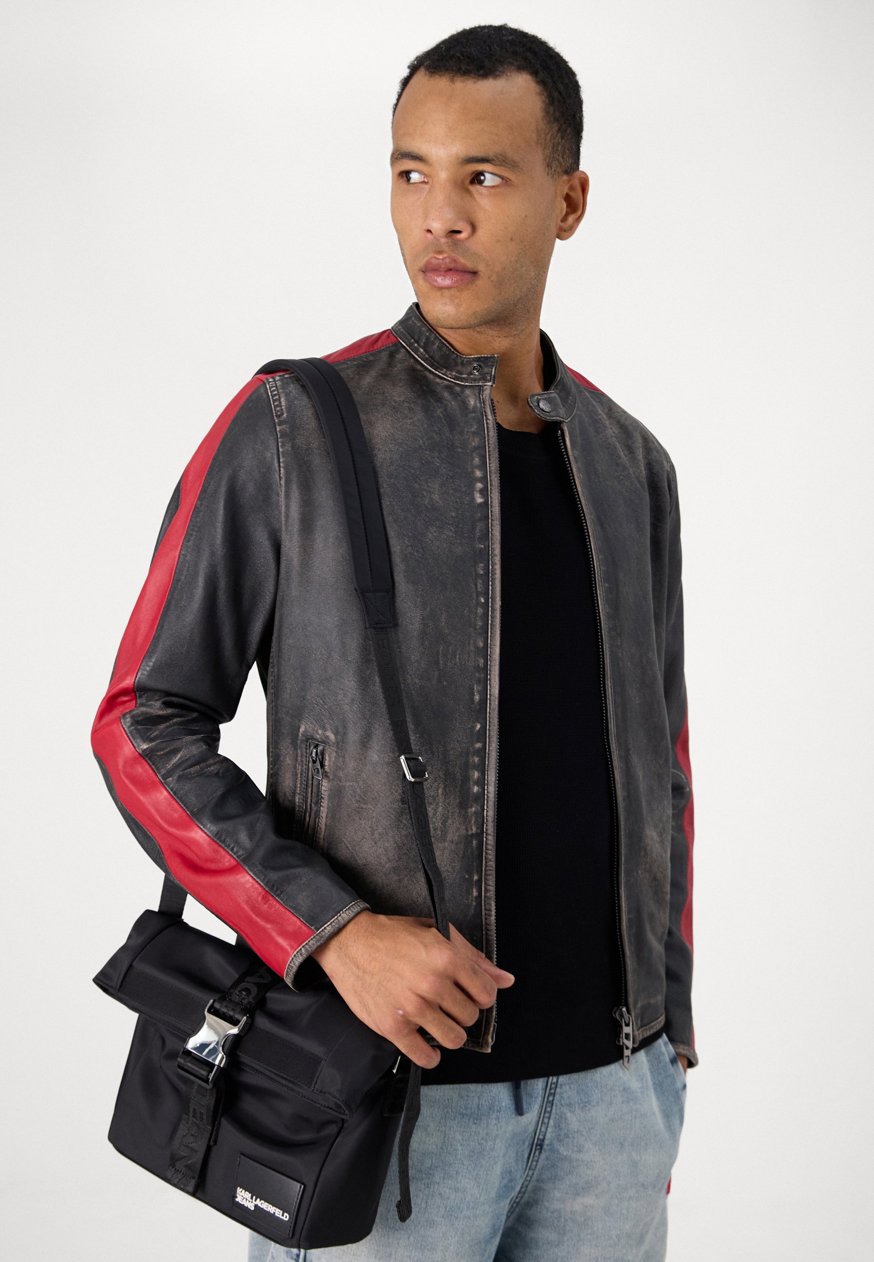 Diesel L-RENN - Leather jacket - black - Zalando.co.uk
