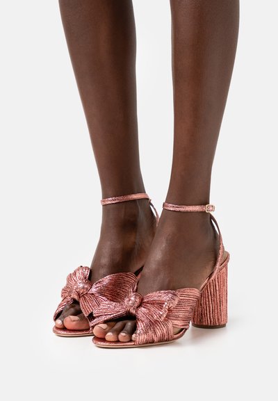 Loeffler Randall CAMELLIA KNOT MULE WITH ANKLE STRAP - Sandálias de salto alto - rose gold