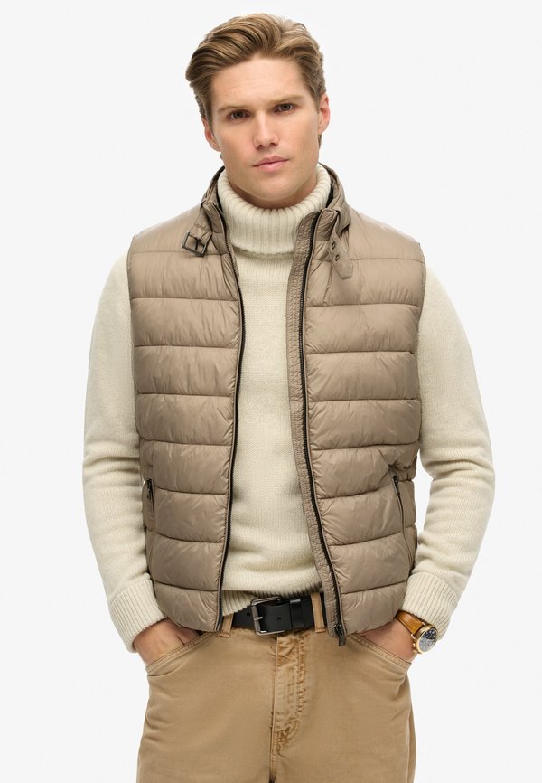 PADDED - Weste - deep beige slub