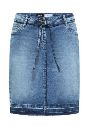 Cecil, KNIELANGER JEANSROCK MIT GÜRTELDETAIL - Denimnederdele - authentic used wash