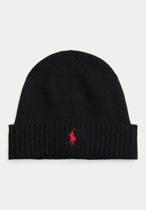 Polo Ralph Lauren, SIGNATURE PONY WOOL BEANIE UNISEX - Kootud müts - black