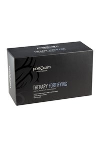 Caja negra de PostQuam Professional Therapy Fortifying con placenta vegetal para el cuidado del cabello, promoviendo el flujo sanguíneo y previniendo la caída del cabello.