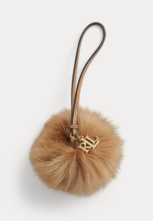 Lauren Ralph Lauren, LEATHER & SHEARLING POM-POM BAG CHARM - Ключодържател - camel