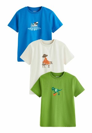Next SHORT SLEEVE GRAPHIC 3 PACK STANDARD - T-Shirt print - blue cream green multi