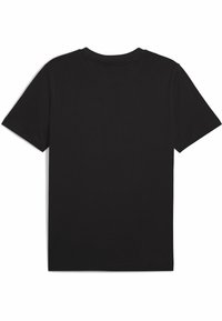 Black short-sleeve T-shirt made of cotton. Features a round neckline and a straight cut. No visible logos or patterns.