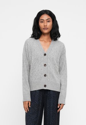 V NECK CABLE CABLE - Kardigán - light grey