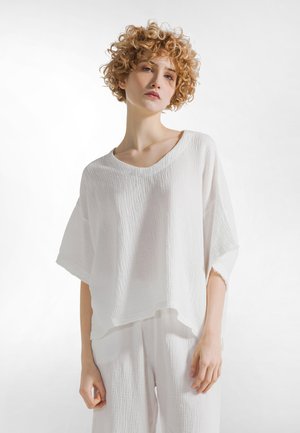TEXTURED GAUZE WIDE - Blouse - white porcelain