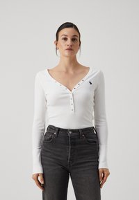 Abercrombie & Fitch LONG SLEEVE ICON HENLEY - Top s dlouhým rukávem - white
