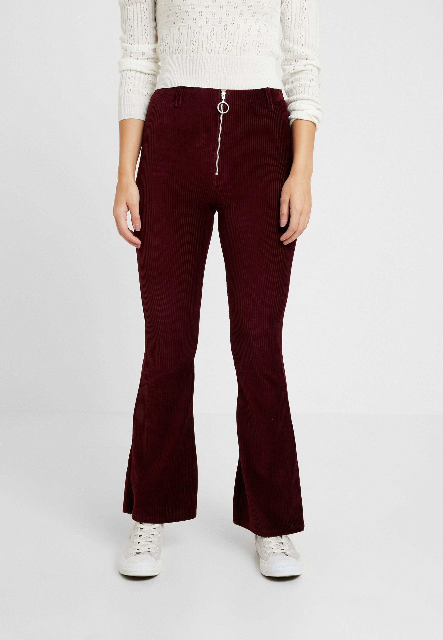 topshop zip flare corduroy pants
