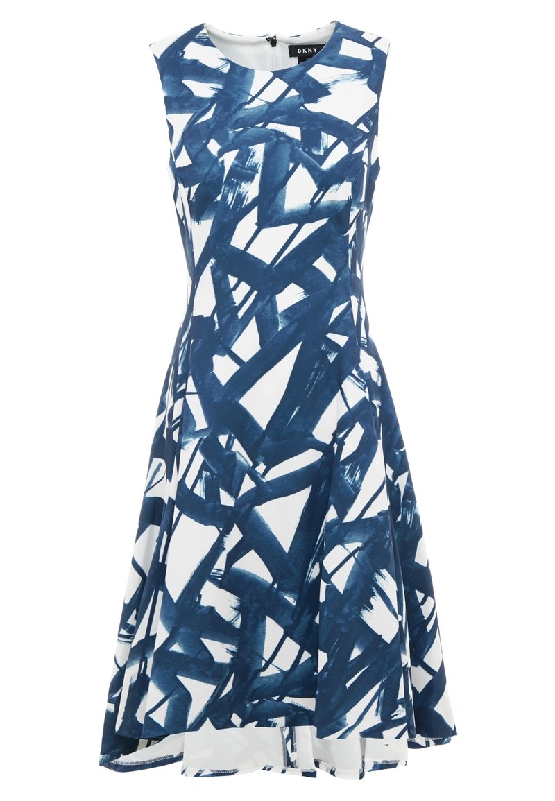 dkny blue and white dress DKNY Women's Floral-Print Twisted-Waist Midi Dress