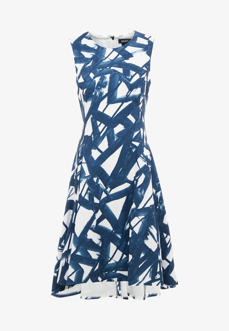 dkny blue and white dress DKNY Women's Floral-Print Twisted-Waist Midi Dress