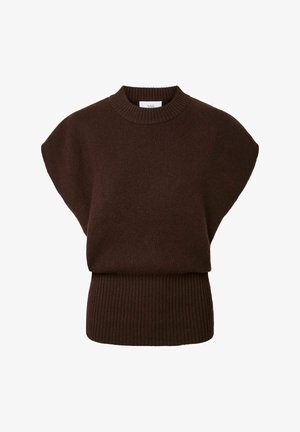 YAS, KNITTED VEST YASESLI WOOL BLEND - T-shirts basic - coffee bean