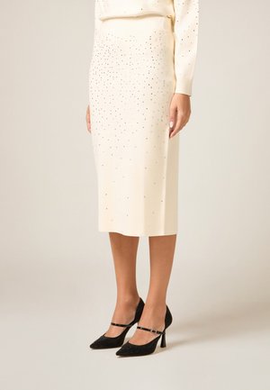 CON CRISTALLI - Gonna a tubino - bianco