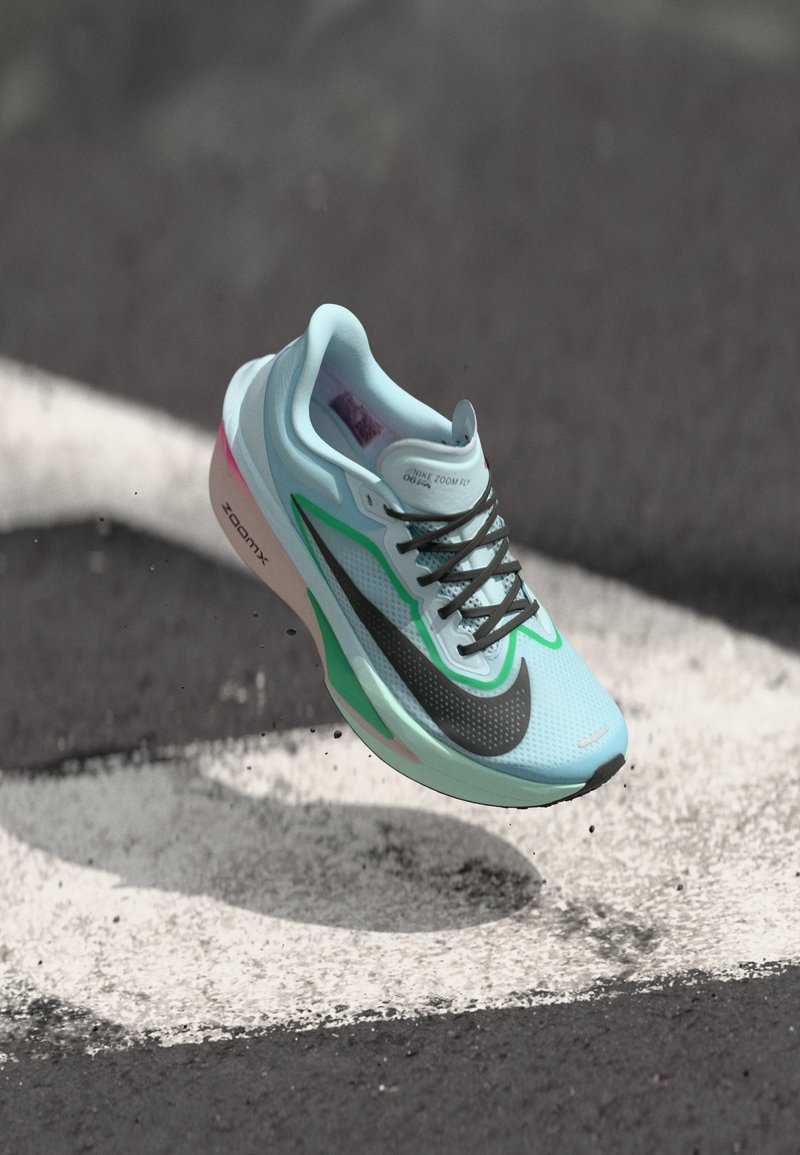 Nike Performance ZOOM FLY 6 - Road running shoes - glacier ice/black/hyper pink/green shock/silt red/mint foam