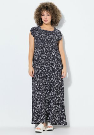 Ulla Popken SMOCKED BOW PRINT CAP SLEEVE - Jerseyjurk - black
