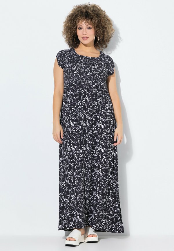 SMOCKED BOW PRINT CAP SLEEVE - Jerseykleid