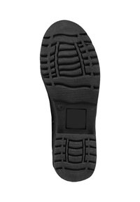 Suela de zapato de goma negra con patrones de textura, que incluyen surcos profundos y líneas horizontales para tracción. Tamaño marcado como 40.