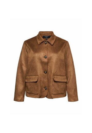 Vero Moda Curve, JACKET VMCJOSE JACKET - Veste en similicuir - cognac