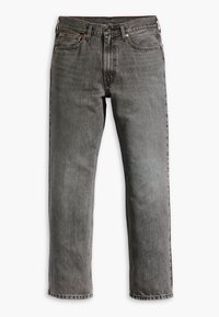 Džíny z šedého denimu v rovné siluetě, se pěti kapsami, poutky na pás a knoflíkovým zapínáním v pase.