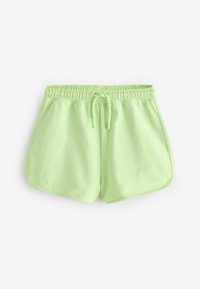 Limegrüne Shorts aus weichem Stoff mit einem elastischen Bund und Kordelzug sowie einem abgerundeten Saum für Komfort und Bewegungsfreiheit.