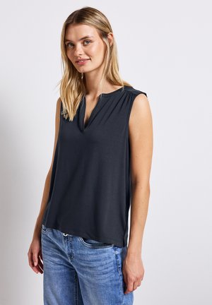 SPLIT NECK - Top - blau