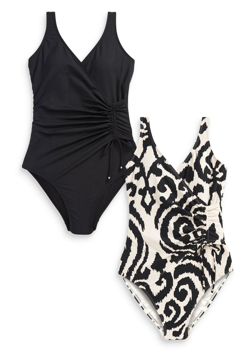 Next 2 PACK PLUNGE TUMMY CONTROL SWIMSUIT Swimsuit ecru/black/black