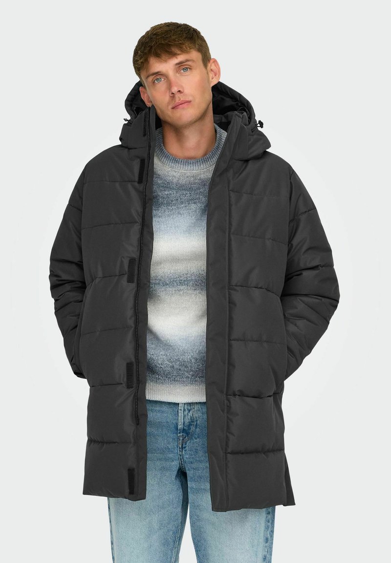Only & Sons ONSCARL QUILTED OTW - Winter coat - grey pinstripe