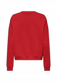 Rode sweatshirt met een ronde hals, lange mouwen en een cropped ontwerp. Gemaakt van zachte, textuurstof met geribbelde manchetten en een geribbelde onderkant.