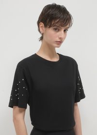 Calliope MANICHE STRASS - T-shirt con stampa - ultrablack