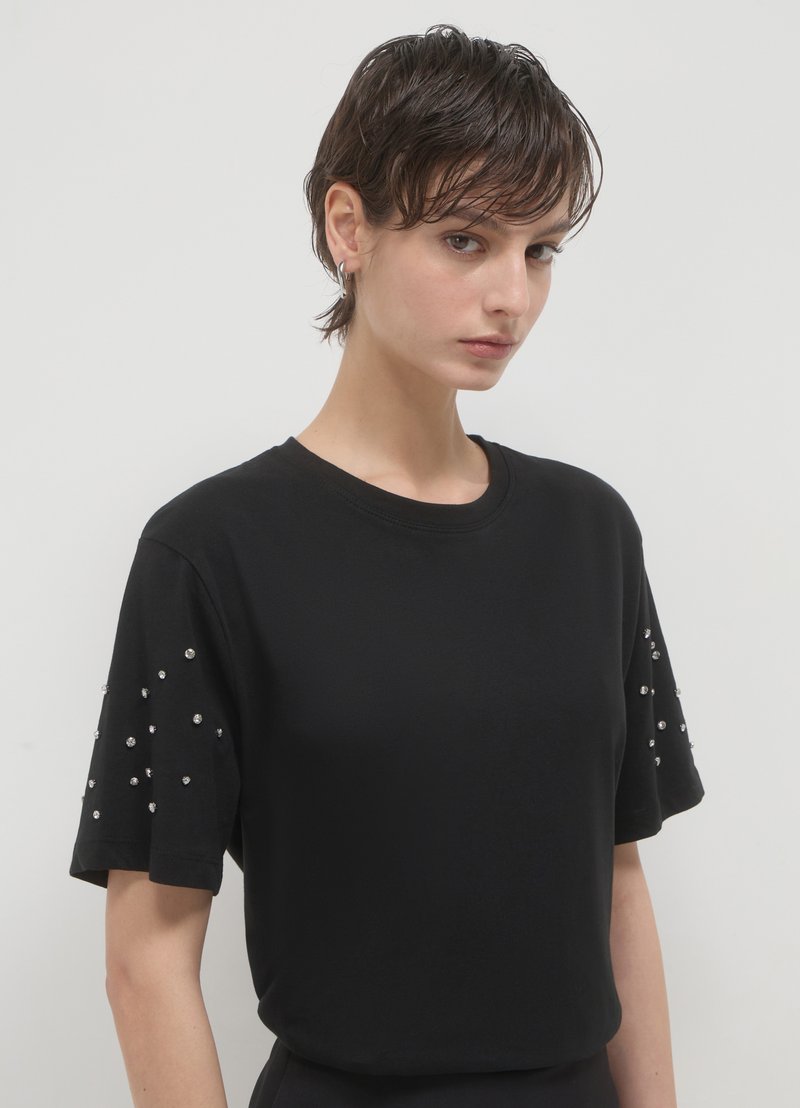 Calliope MANICHE STRASS - T-shirt con stampa - ultrablack