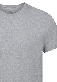 Lys gr�å crew neck t-shirt lavet af blødt materiale, med korte ærmer og en afslappet pasform med en let meleret struktur.