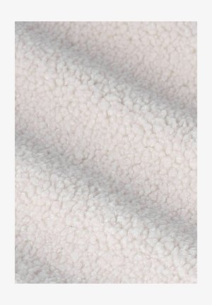 Lichtgekleurde fleece stof met een zachte, gestructureerde en fluffy oppervlakte, gekenmerkt door een gelijkmatig, bobbelig patroon.