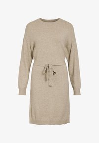 VILA O-NECK Vestido de punto natural melange/beige