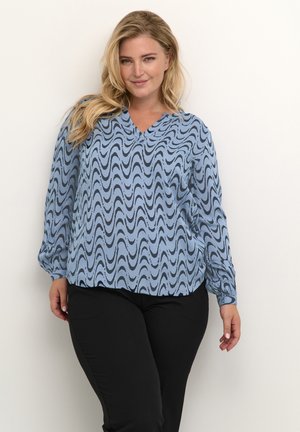 NORA  - Blouse - faded denim graphic print