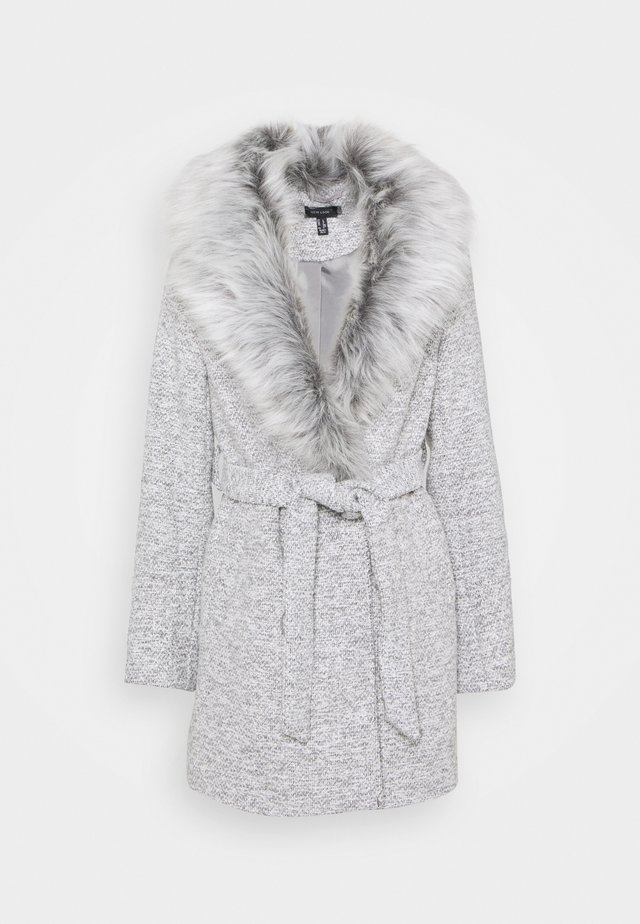 ALICIA BELTED FUR COLLAR COAT - Manteau classique - light grey