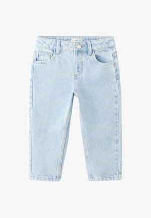 Svetlo modre kavbojke iz jeansa z ravnimi hlačnicami, dvema sprednjima žepoma in zapiranjem na gumb. Mehka tekstura in klasičen dizajn s petimi žepi.