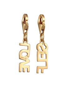 Ohrringe in Gold-Optik mit den Worten "LIEBE" und "SELBST" in einer modernen Schriftart. Hergestellt aus 925 Sterlingsilber mit glatten Oberflächen.