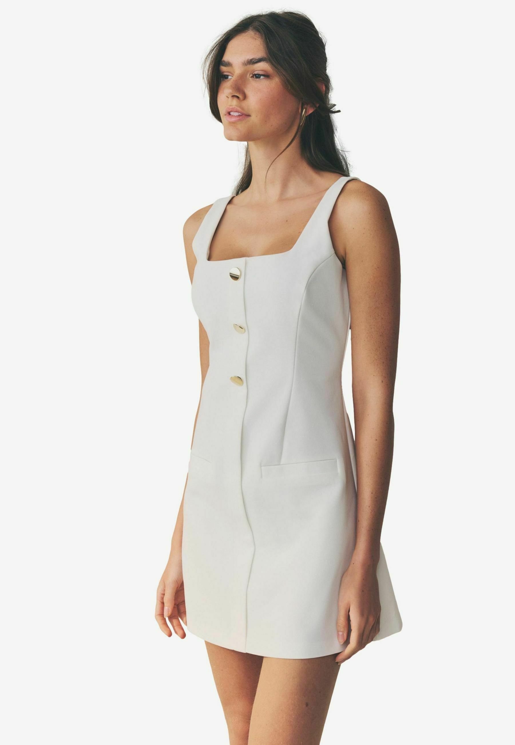Next GOLD BUTTON MINI - Shirt dress - white - Zalando