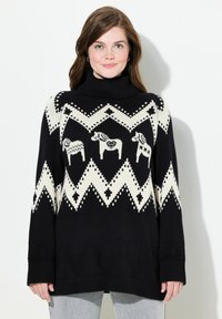 Ulla Popken FAIR ISLE TURTLENECK - Strickpullover - black